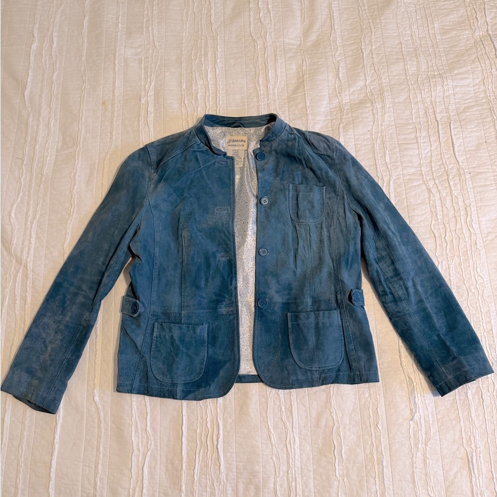 Vintage Blue Suede Leather Jacket